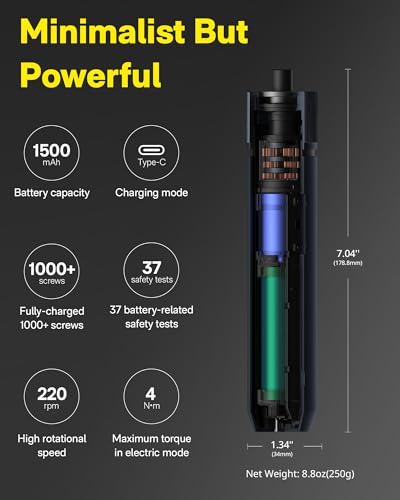 HOTO SnapBloq™ S-A01 Master Precision Screwdriver Set + Electric Screwdriver Rechargeable, 3.6V Cordless Screwdriver Set USB-C, 3 Torque Settings