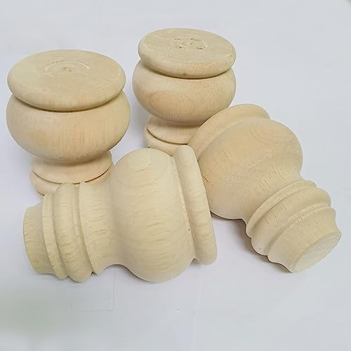 3 Inch Wooden Furniture Legs, Solid Wood Unpainted Replacement Furniture Legs, Cabinet Legs/Desk/Sofa/Bookcase Bun Feet, DIY Wooden Round Legs with Mounting Plate & Screws Set of 4 - size: 3 Inch
