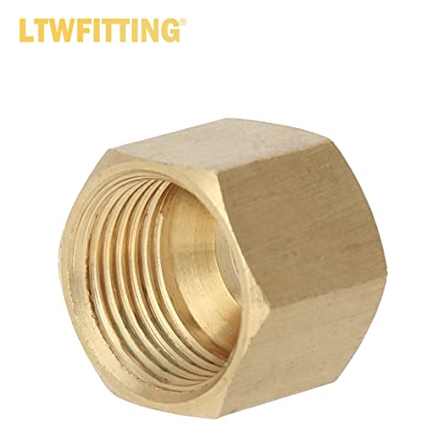 LTWFITTING Assortment Kit Tube OD 1/8" 3/16" 1/4" 5/16" 3/8" Brass Compression Nut Set (Pack of 125)