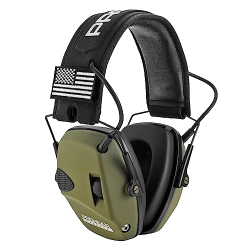 PROHEAR Electronic Ear Protection for Shooting with 4X Sound Amplification, Gun Range Hearing Protection Muffs, NRR 23dB Noise Reduction Headphones for Hunting, Green - style: Electronic-green