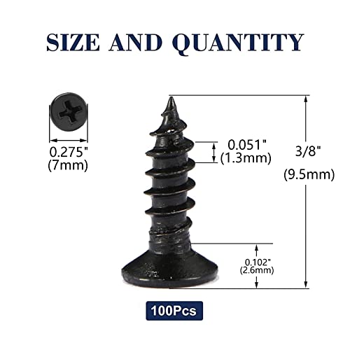 #6 x 3/8" Wood Screw 100Pcs 18-8 (304) Stainless Steel Screws Flat Head Phillips Fast Self Tapping Drywall Screws Black Oxide by SG TZH - size: #6 x 3/8"