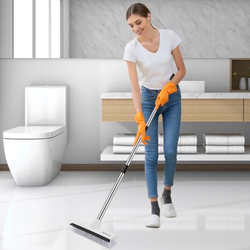 SetSail Floor Scrub Brush, 51-Inch Adjustable Long Handle Brush,Black White - color: Black White, size: 10in