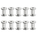PATIKIL Hex Chicago Screws, 10 Set Binding Screw Posts M6 x 10 mm Connecting Hex Drive Socket Cap Bolt Nuts for Scrapbook Leather Belt Album Photo Furniture Repair, Silver - size: M6 x 10