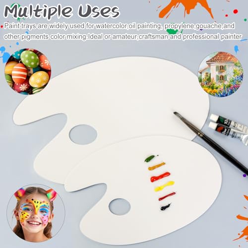 Hulameda 2Pcs Acrylic Paint Palette with Thumb Hole for Adults or Kids - color: White-2pcs-11.8*7.9+8.6*5.9inch