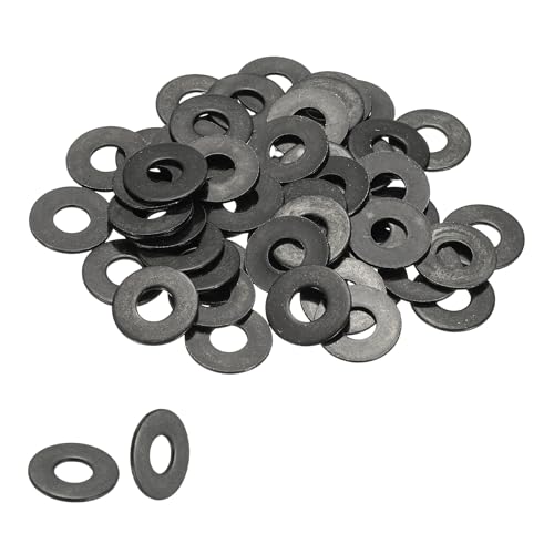 PATIKIL M6 Flat Washers 1/4" ID x 5/8" OD, 50 Pcs 304 Stainless Steel Metal Metric Washers Black Electroplated Flat Gasket Spacer for Screws and Bolts, Black - size: M6 x1/4"ID x 5/8"OD