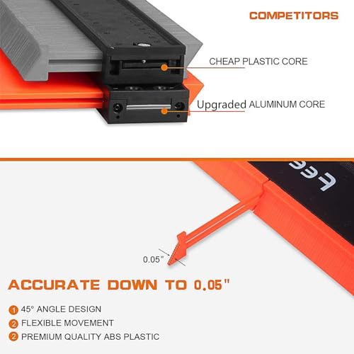 Feeke Contour Gauge (12+5 Inch) with Lock Profile Tool, Birthday Gifts for Men Dad Husband Him Super Contour Shape Duplicator Men Gifts Woodworking Tools Construction Outline Angle Measuring Tool - style: 12+5 Inch