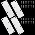 CHENJIN 4PCS 5.5x2 Inches White Stainless Steel Mending Plates Repair Reinforcement Metal Sheets Flat Heavy Duty Brackets for Wooden Beds Tables Chairs Drawers Fences and Cabinets