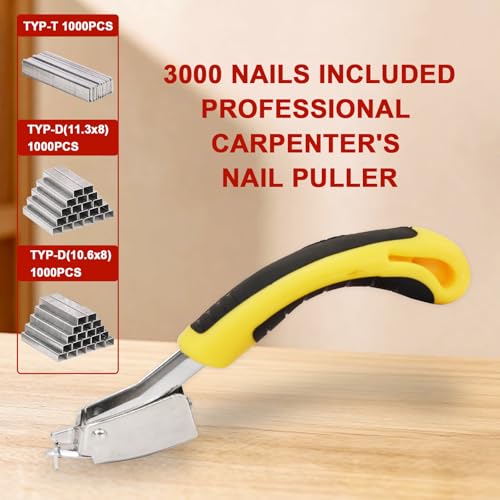 Light Duty Staple Gun,3 in 1 Manual Stapler Gun with Stapler Remover and 3000Pcs Staples for Light Wood, Fabric, Crafts, Furniture, Compatible with D/T-Type Staples for Home DIY Projects