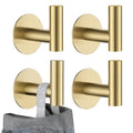JQK Self Adhesive Towel Hook Gold, No Drill Stick on Coat Robe Clothes Wall Hook for Bathroom Kitchen Garage 4 Pack, 304 Stainless Steel Brushed Gold, ATH110-BG-P4 - color: Brushed Gold, size: 4 Pack