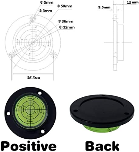 Round Bubble Level Circular Bullseye Spirit Level With Positioning Hole Measuring Instrument tools 50x13mm (black-green)