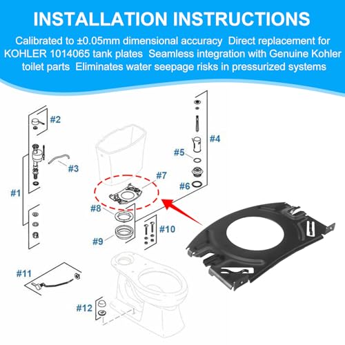 Toilet Tank Fastener Plate Replacement for KOHLER 1014065 Tank Plate, Kohler Toilet Tank Accessories - Heavy Duty Packaging - Millimeter Tolerances