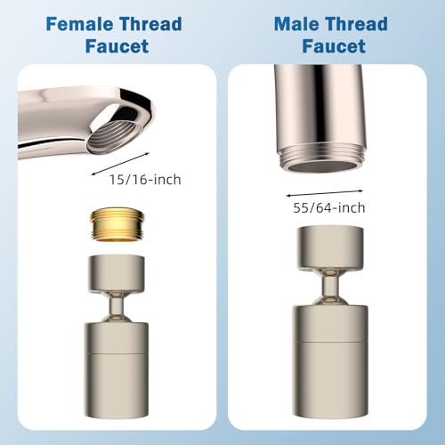 Hibbent NSF/ANSI/CAN 61 Certified Kitchen Faucet Aerator, Brushed Nickel - color: Brushed Nickel, style: Upgraded 360 Degree Faucet Aerator