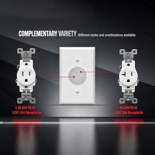 ZEFTV Mid-Size Single Outlet Cover Wall Plates 1-Gang 4.89" x 3.12" Switch Outlet Electrical Cover Plate Unbreakable Thermoplastic Faceplate for Light Receptacle Outlet Switch, White (6 Pack) - color: Mid-Size,Single Outlet, size: 6 Pack