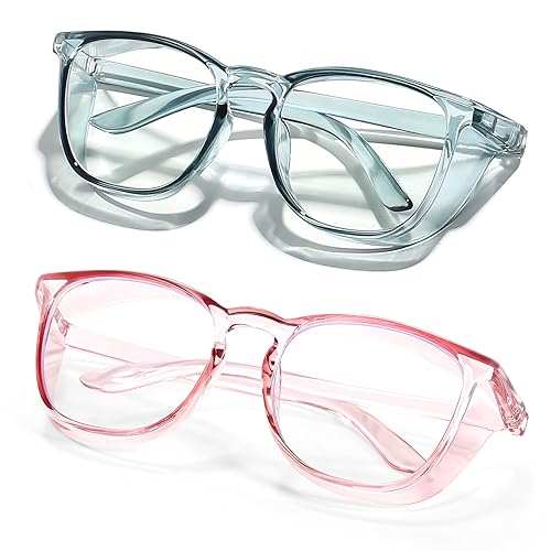 Safety Glasses Goggles for Women Girls Anti Fog Protective Eyewear Glasses - color: Blue +Pink