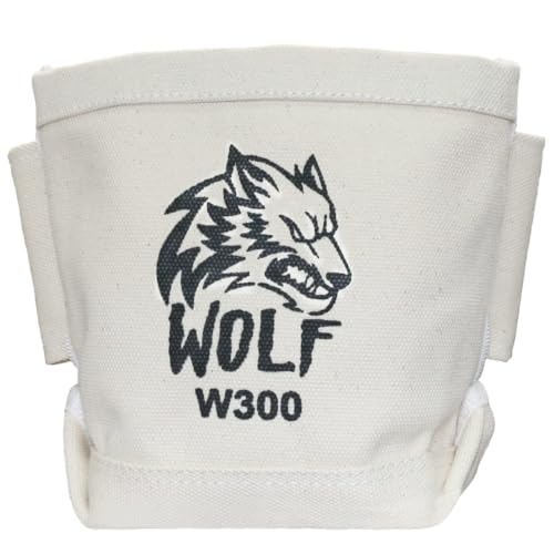 Wolf Canvas Tool Pouch, Tunnel Belt Loop, Bull Pin Loops & Bolt Bag Tote | Tradesman, Ironworker, Carpenter, 5’’x10’’x9’’ - color: Beige