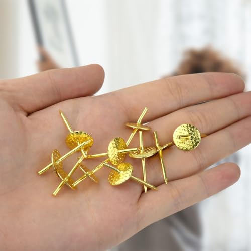 50 Pcs Picture Frame Hangers Kit Picture Hanging Tacks Picture Hangers for Drywall Wooden One Step Picture Hangers Nails for Mirror Photo Clock Iron Alloy Nail Hooks Plaster Picture Hanging Kit (Gold)