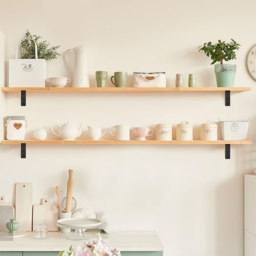 6 Pack Heavy Duty Floating Shelf Brackets, Black Metal L Wall Brackets, DIY Industrial Shelf Brackets - L 8" x H 6" x W 1.6" ( 1/5 Inch Thicked ) - size: 8"×6"