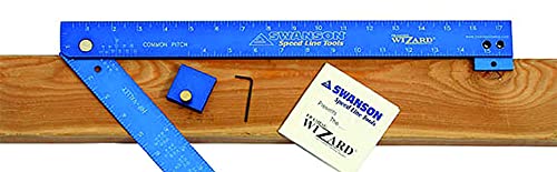 Swanson Aluminum Framing Wizard Folding L Square with Layout Guide, T001WZ | Innovative 5-in-1 layout tool that functions as a square, pitch finder, and line scriber with user manual and allen wrench