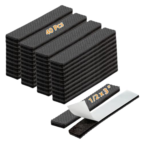 Non Slip Furniture Pads 1/2" x 3" Rubber Strips Self Adhesive Furniture Grippers Chair Leg Pads Rubber Chair Feet Anti Scratches Non Skid Furniture Pad Floor Protectors, 40 Pcs Rectangle - size: 0.5 x 3" Rectangle 40pcs