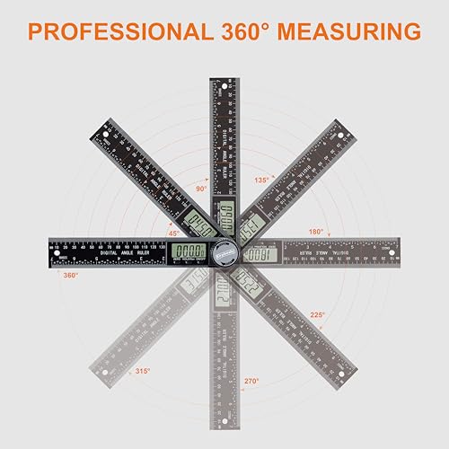 Digital Angle Finder Protractor, 7inch 200mm Measuring Tool | Professional Angle Gauge, Adjustable Angle Ruler, Quick Display, for Carpentry Construction and Home Improvement