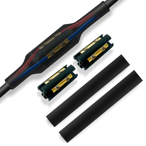 Underground Wire Splice Kit, Direct Burial Dual Rated Butt Splice 2 Sets UF Cable Splice Kit with Heat Shrink and Electrical Terminals Suitable for 14/3 to 8/3 Wire