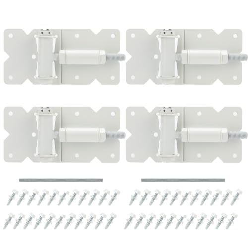 Self Closing Gate Hinges Heavy Duty, 90 Degree Adjustable, 4Pcs - color: White(2pcs)