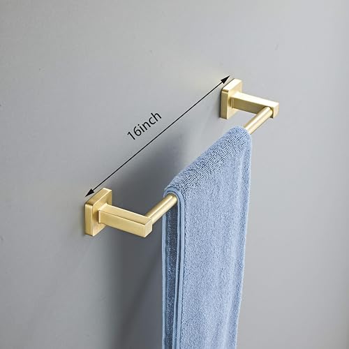 Brusehd Light Gold Bathroom Hardware Set 4 Pieces,Towel Bar Set Stainless Steel Wall Mounted, Includes 16In Hand Towel Bar, Towel Ring, Robe Towel Hooks,Toilet Paper Holder, Bathroom Towel Rack Set… - color: Brusehd Light Gold-4pcs, size: 16Inch