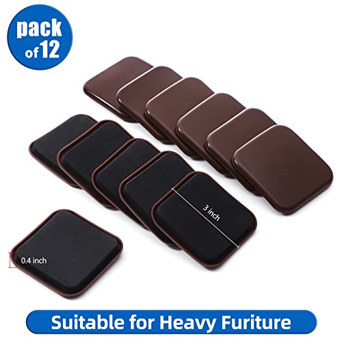Furniture Sliders, 12pcs 3" Square Furniture Moving Carpet Sliders - size: 3inch 12pcs