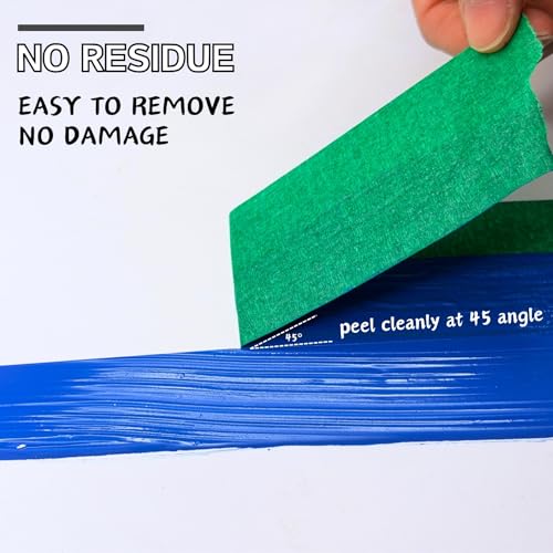 CHUANGSEED 3-Pack Green Painters Tape 1.88 Inches x 60 Yards Green Masking Tape Bulk - Sharp Edge Line Technology, Produces Sharp Lines Residue-Free and Artisan Grade Wall Trim Tape - color: Green
