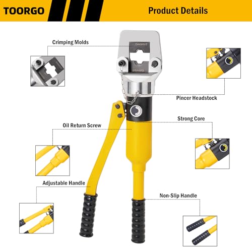 Cable Lug Crimping Tool, 6 AWG to 1000 MCM Hydraulic Plier, 20 Ton Hand Crimping Tool for Wires, Terminal, Lug, Crimping Tool Kit with 13 Dies