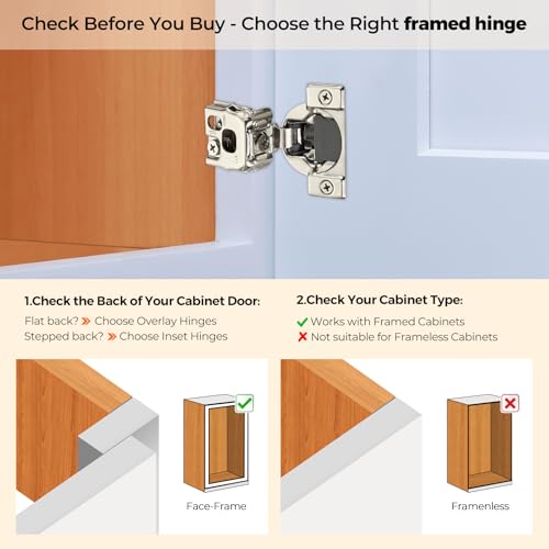 Soft Close Hinges for Kitchen Cabinet Hinges, 1 Inch Overlay, 50 Pack - size: 1 inch Overlay