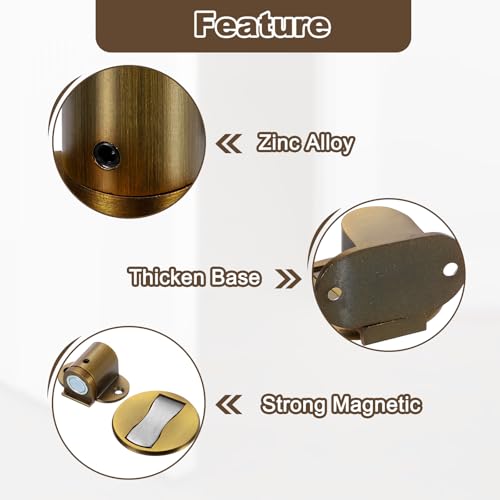 uxcell 2Pcs Magnetic Door Stopper, Silent Magnetic Floor Door Stop, Brass - color: Brass