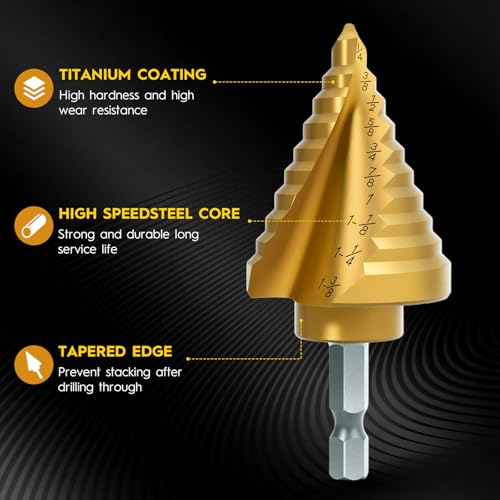 Titanium Step Drill Bit - 4241 HSS Step Bit with Two Spiral Grooved - color: 1Pcs Spiral