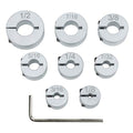 Professional Stop Collar Set - Drill Bit Depth Stop - 8 Piece Kit (1/2”, 7/16”, 3/8”, 5/16”, 1/4", 7/32”, 3/16”, 1/8”) Superior Aluminum Split Ring Design