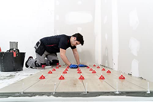 Cyclone Kit: Tile Tools & Tile Leveling System with 300 Tile Leveling Clips 1/8 and 100 Reusable Caps, Packaged in Practical Bucket for Easy Laying and Improved Finishing