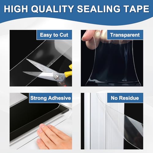 FOURGUN Window Sealing Tape 2IN x 33 FT Draft Isolation No Residue Removable Adhesive Waterproof Windows Doors Shower Glass AC Units Ideal for Winter Seal & Summer Cold Air Loss Prevention - size: 2 In x 33 FT