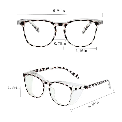 Safety Glasses for Men Women Nurses Anti Fog Stylish Fashion Comfortable Goggles with Side Shields Eye Protection for Adult - color: Leopard