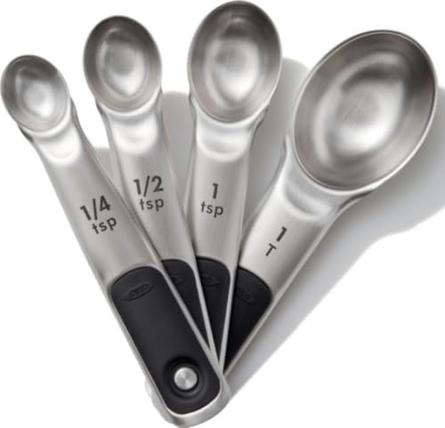 OXO Good Grips 4 Piece Stainless Steel Measuring Spoons with Magnetic Snaps - size: 4 count, style: Spoons