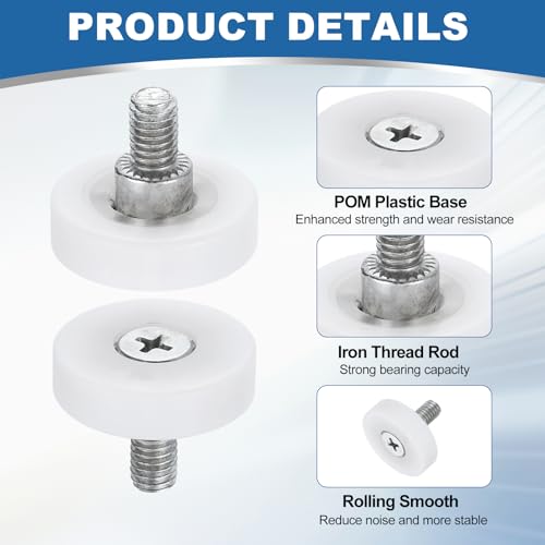 uxcell 6Pcs 25mm Drawer Rollers,M6x0.33 Thread Plastic Positioning Pulley - size: 25mm M6 x 0.33"
