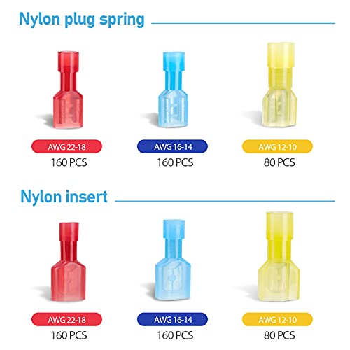TICONN 800 Pcs Nylon Spade Connector Kit, Insulated Crimp Wire Connectors - style: Combo 800Pcs