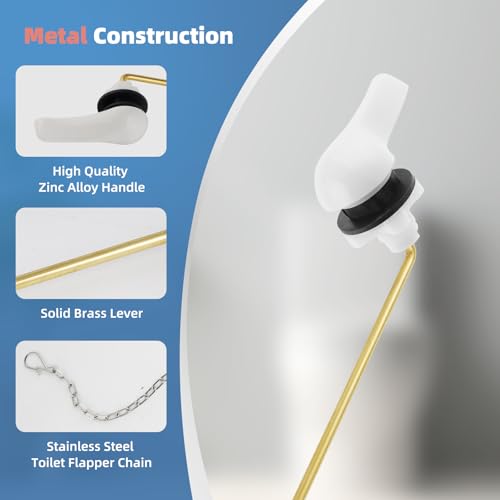 iFealClear Universal Metal Toilet Handle Replacement Kit, Front Mount Toilet Tank Flush Lever with Stainless Steel Chain, Fits Most Toilets, White - color: White, style: Front Mount Design