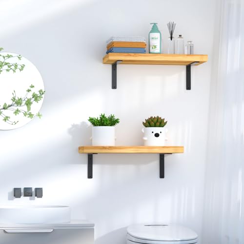 4 Pack - L 9" x H 6" x W1.5, 5mm Thick Black L Shelf Bracket, Iron Shelf Brackets, Metal Shelf Brackets, Floating Shelf, Shelf Supports with Screws - size: 9''x6'', style: Black 4 Pack