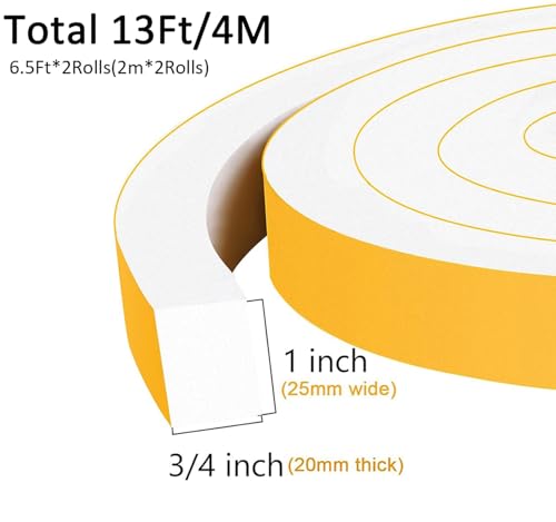 Strong Adhesive White WeatherStripping 1x3/4in, Block Drafts, Noise - color: White, size: 1 In x 3/4 In x 13Ft