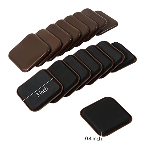 Square Furniture Sliders, 16pcs 3 inch Furniture Moving Carpet Slider - size: 3inch 16pcs