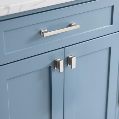 KNOBWELL 6 Pack Brushed Nickel Solid Cabinet Pulls 5 Inch(128mm) Hole Center Kitchen Cabinet Handles,Cabinet Hardware for Cupboard Drawer Pulls - color: Brushed Nickel, size: Hole Center：5 inch（128mm）