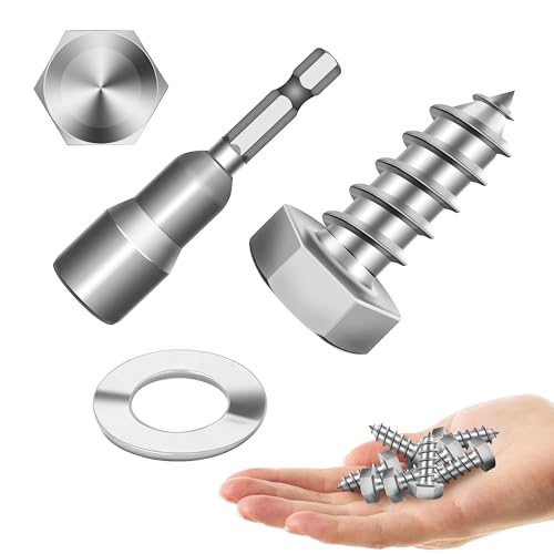 Mywish (15Sets) 3/8" x 1" Hex Head Lag Bolts, Heavy Duty Lag Screws with Washers, 304 Stainless Steel Bolts 18-8, Lag Screws Wood Screws, Fully Thread Bright Finish, 3/8 Bolt - size: 3/8 x 1" (15 set)