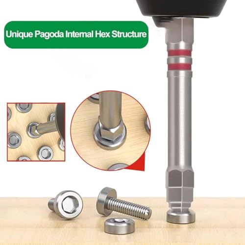 6PCS Magnetic Hex Shank Screwdriver Bits Set, Pagoda-Shaped Socket, Suitable for metal structures of various sizes for electric drill wrenches