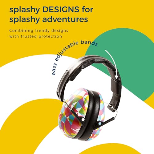 BANZ Kidz Earmuffs 2 Years & Older - Loud Noise Cancelling, Size Adjustable - color: Geo Print