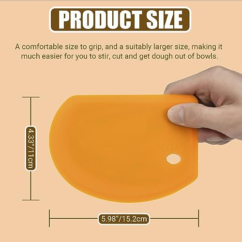 Sapid Flexible Curved Edge Silicone Bowl Scraper Dough Scraper Baking Bread - color: Orange