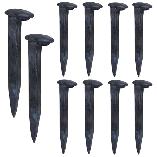 10PCS Railroad Spikes, 4.72 Inches Carbon Steel Railroad Spike, Heavy Duty Rustic Utility Hooks with Rust for Railroad Ties,Tent Stakes, DIY Metal Projects, Industrial Decor